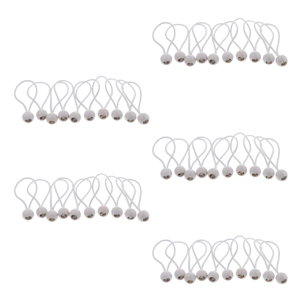 50 Pieces 16cm Heavy Duty Ball Bungee Cord Tie down Cord Canopy Straps white
