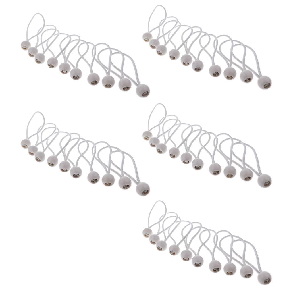50 Pieces 16cm Heavy Duty Ball Bungee Cord Tie down Cord Canopy Straps white