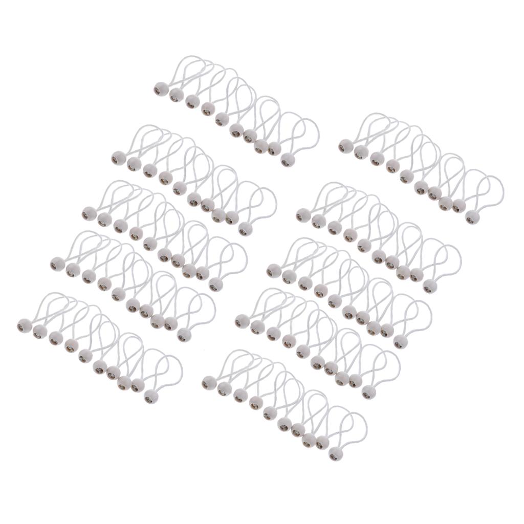 100 Pieces Heavy Duty Ball Bungee Cord Tie down Cord Canopy Straps White
