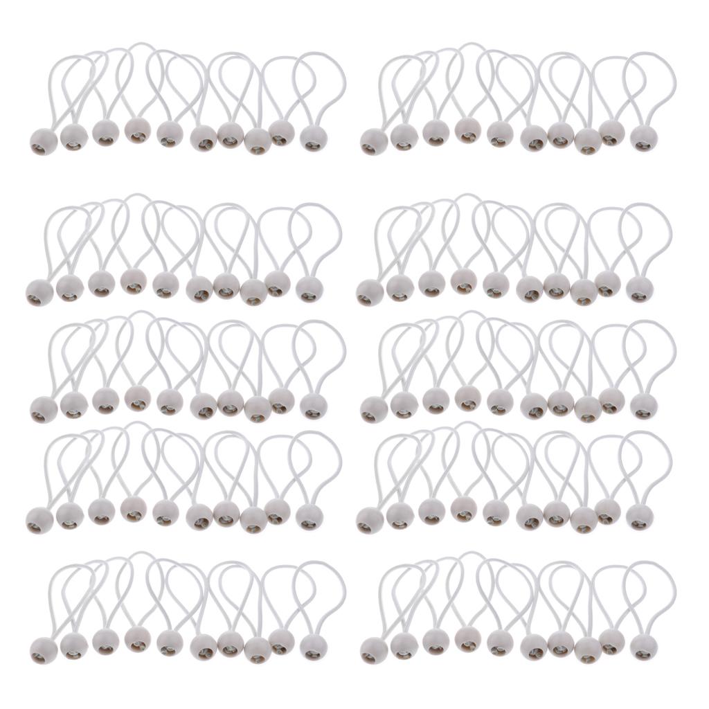 100 Pieces Heavy Duty Ball Bungee Cord Tie down Cord Canopy Straps White
