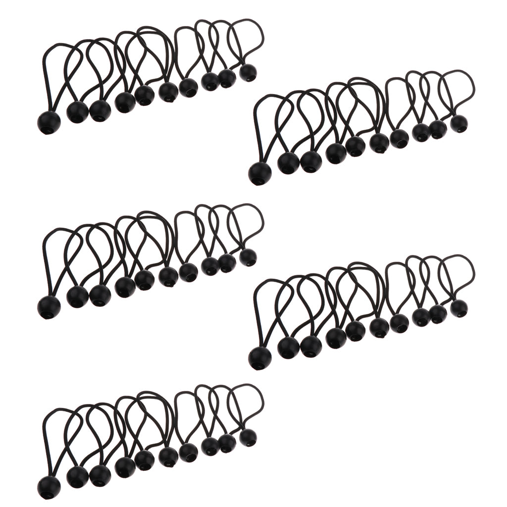 50 Pieces 16cm Heavy Duty Ball Bungee Cord Tie down Cord Canopy Straps black