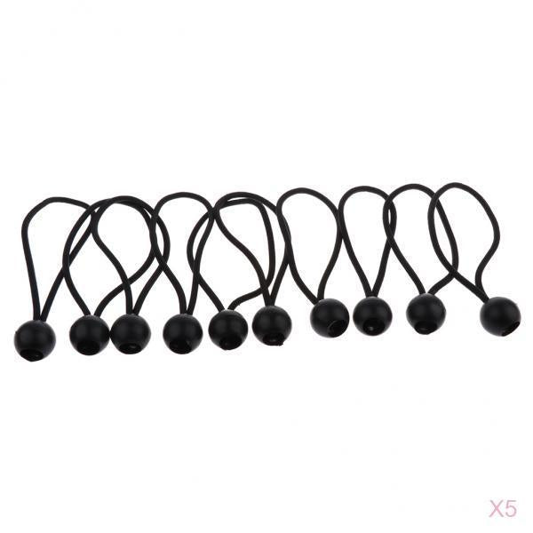 50 Pieces 16cm Heavy Duty Ball Bungee Cord Tie down Cord Canopy Straps black