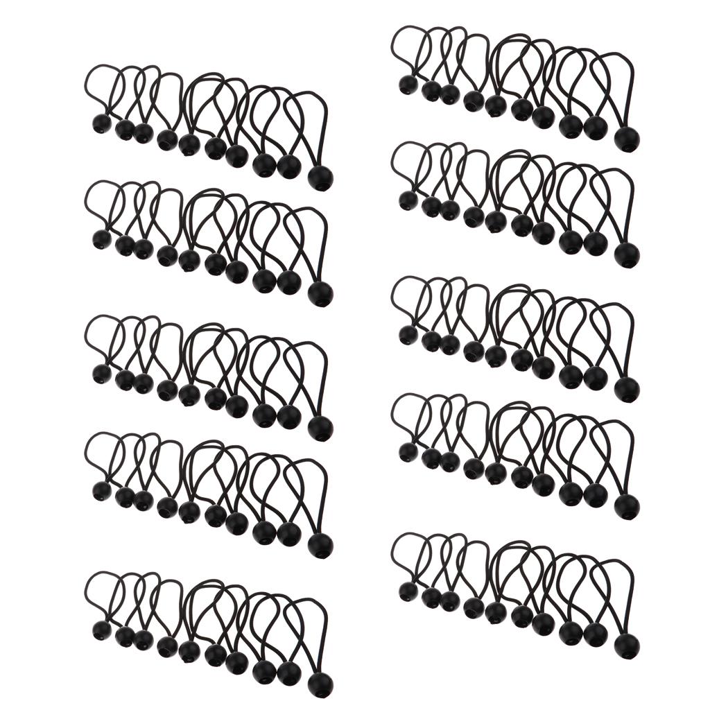 100 Pieces Heavy Duty Ball Bungee Cord Tie down Cord Canopy Straps Black