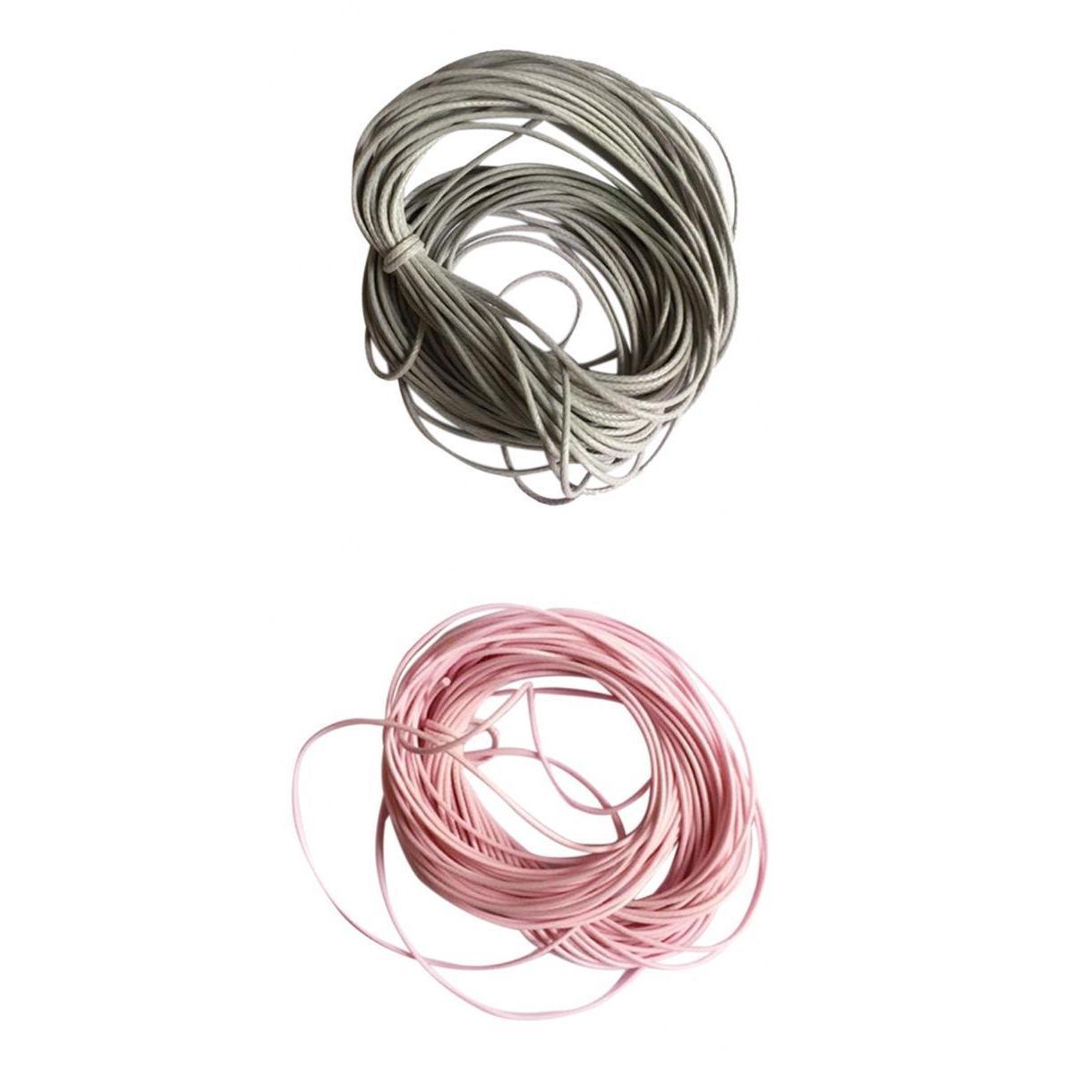 10M Wax Nylon String Rope for DIYJewelry Making 1mm Light Grey and Pink