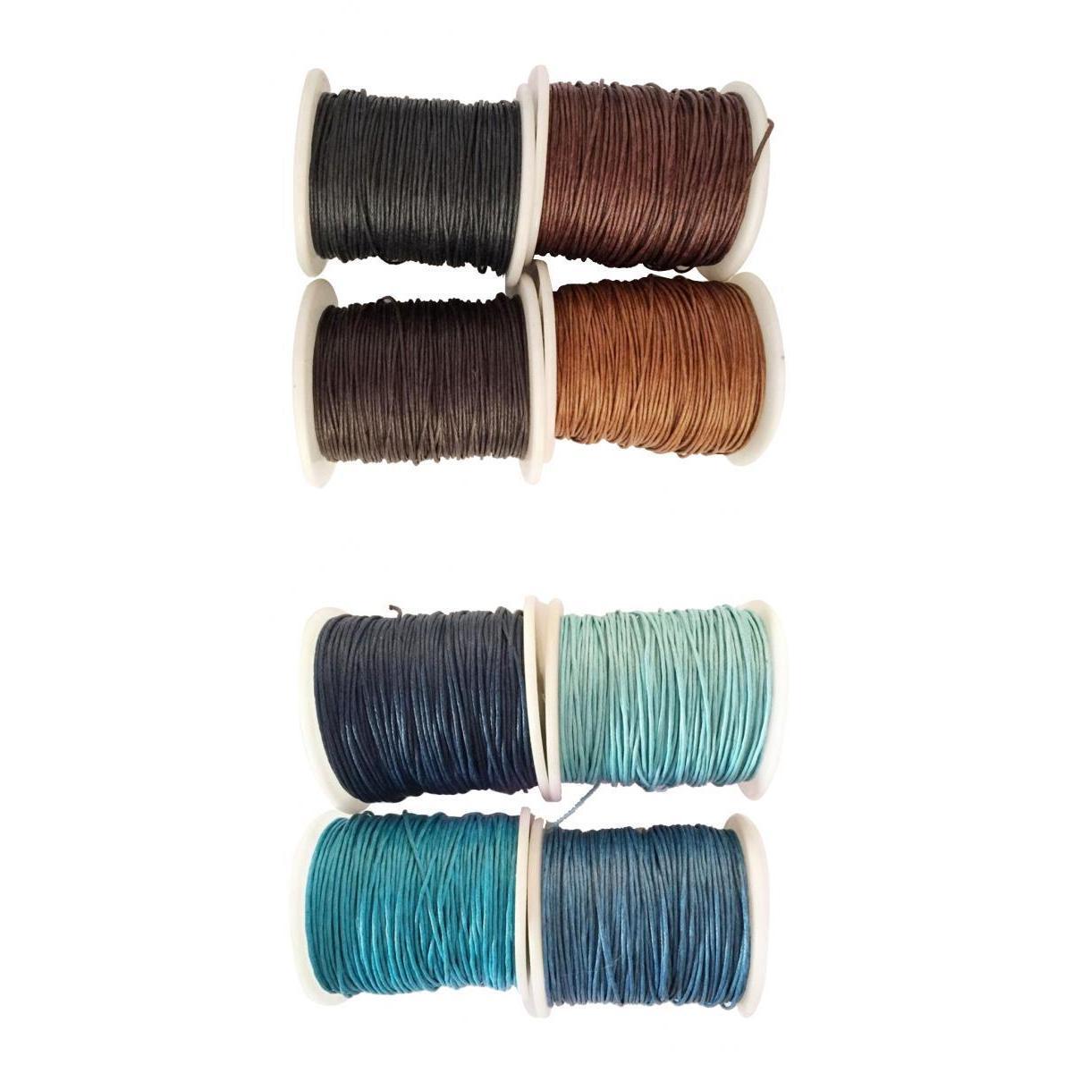 8 Rolls 1mm Waxed Cotton Cord Thread DIY Jewelry Making Beads Supplies