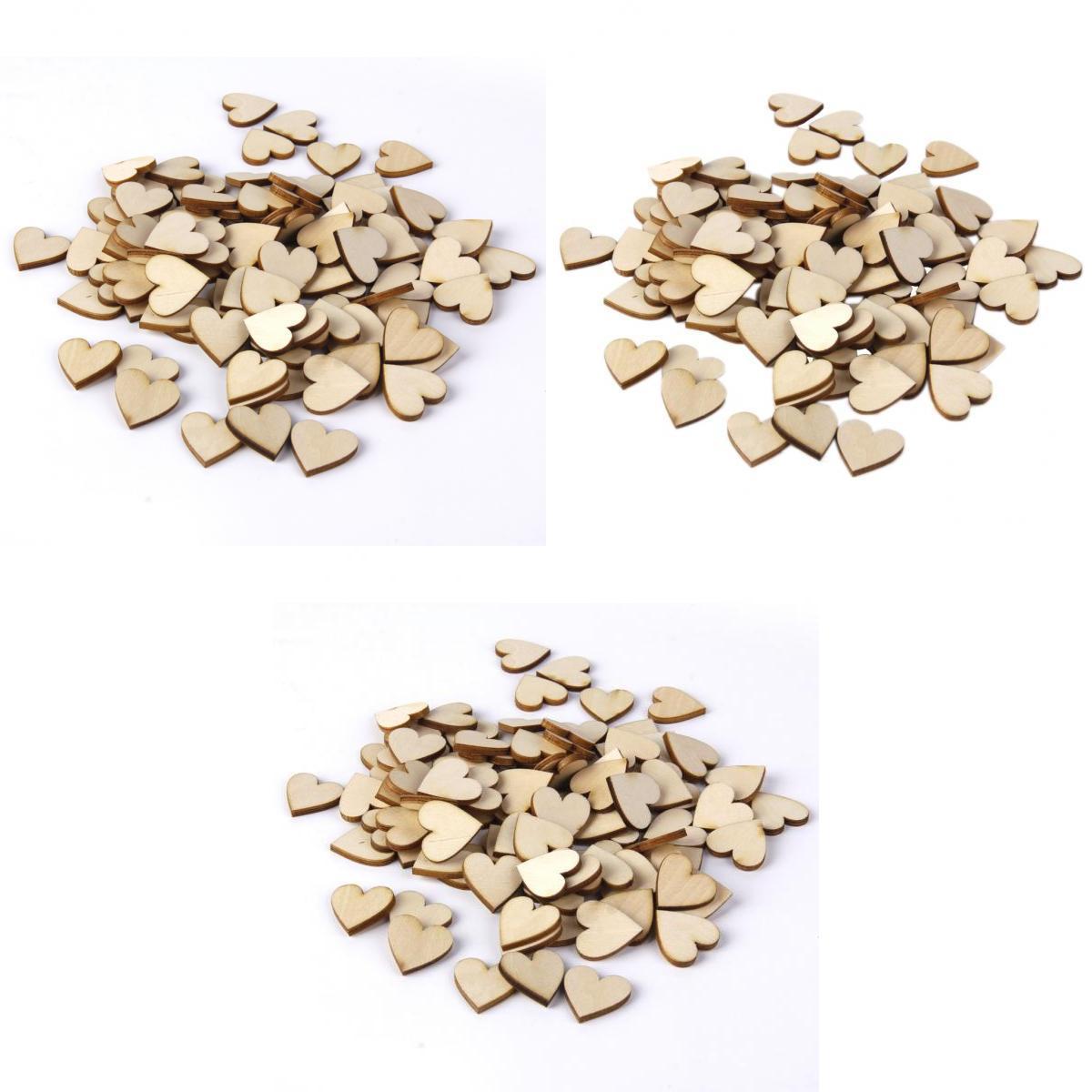 200 Pcs Basswood Blank Peach Heart Embellishments for DIY Crafts 20,30,40mm