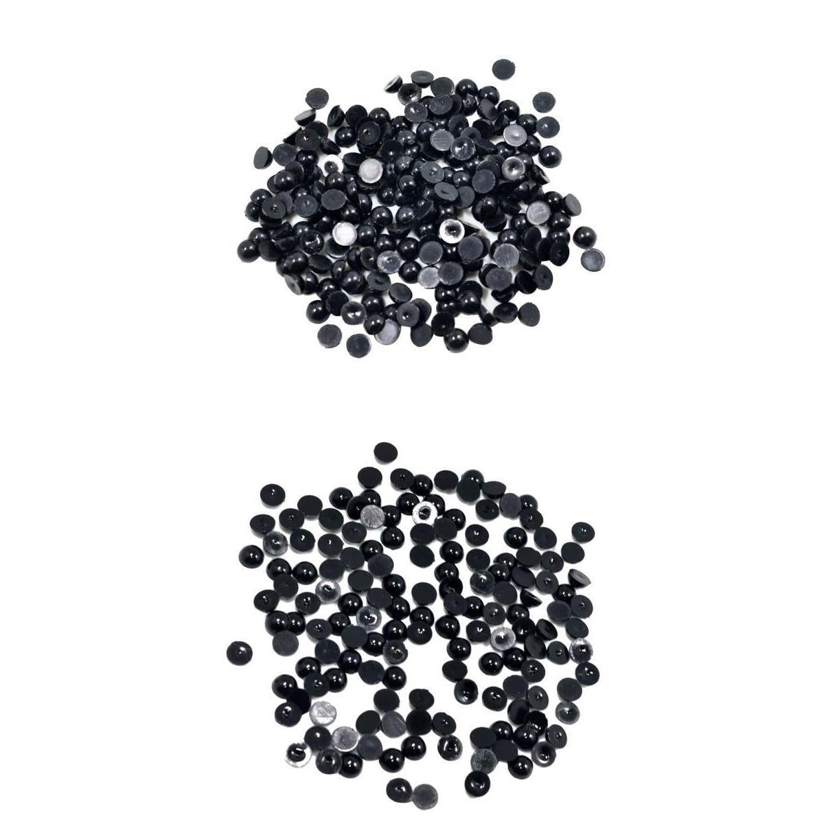 350 Pcs Black Half Pearl Beads Flat Back Cabochon for DIY Scrapbook 6mm 8mm