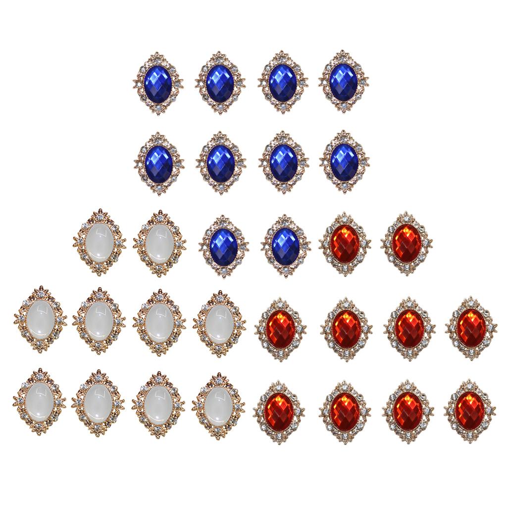 30 Pieces 3 Colors Rhinestone Cabochons Flat Back Embellishments for Wedding