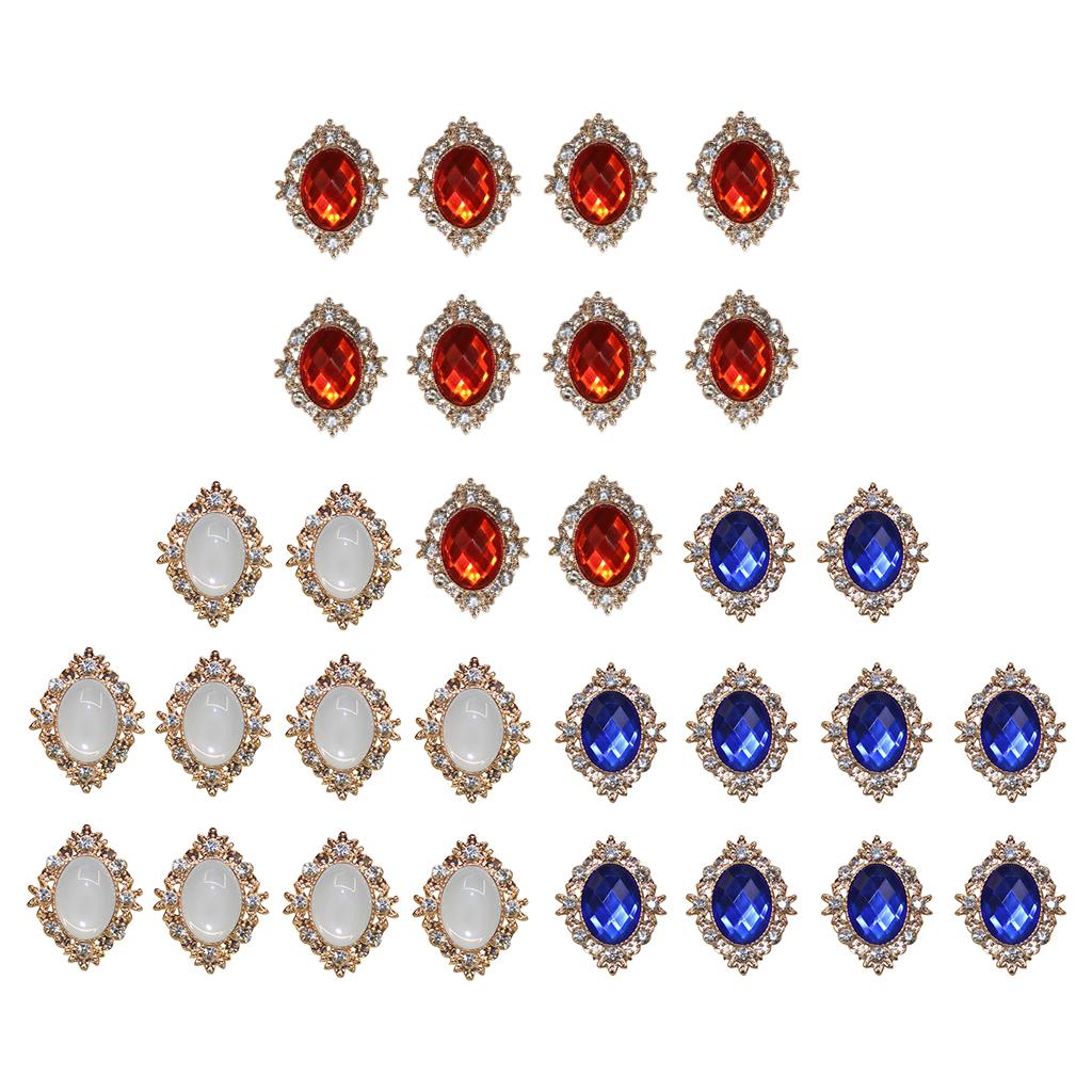 30 Pieces 3 Colors Rhinestone Cabochons Flat Back Embellishments for Wedding