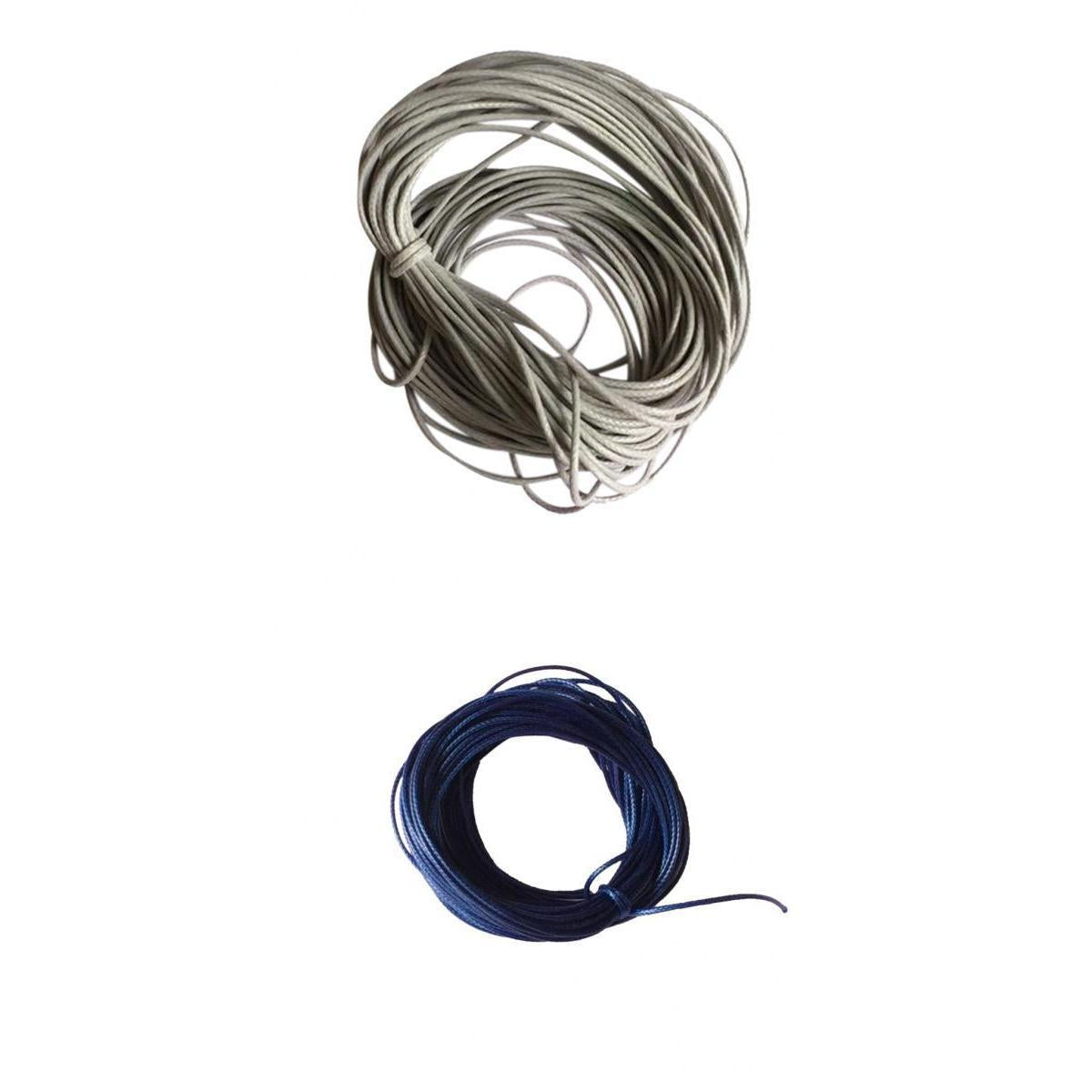 2 Pieces 10 Meters Waxed Nylon String Rope for DIY Neckace 1mm Grey Blue
