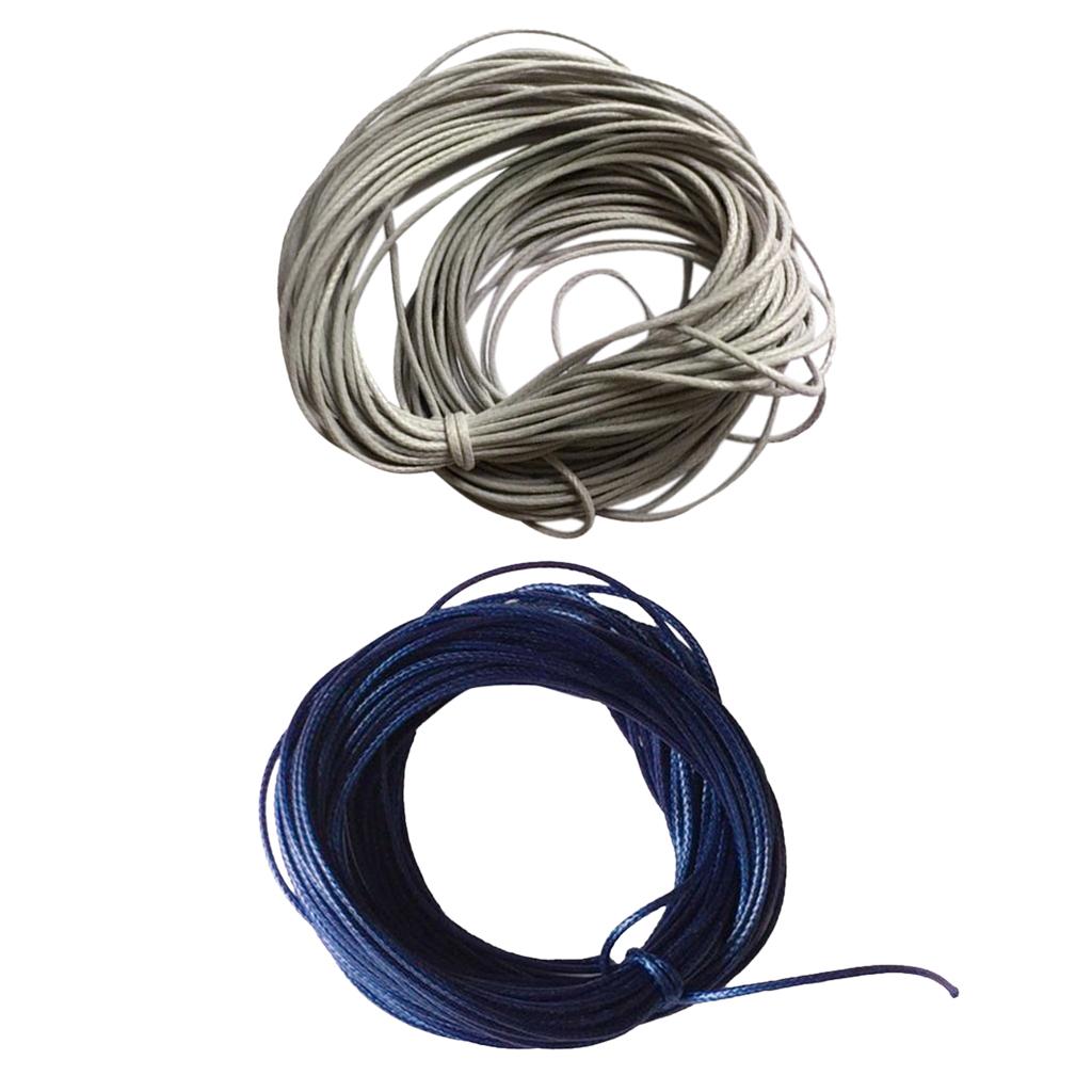 2 Pieces 10 Meters Waxed Nylon String Rope for DIY Neckace 1mm Grey Blue