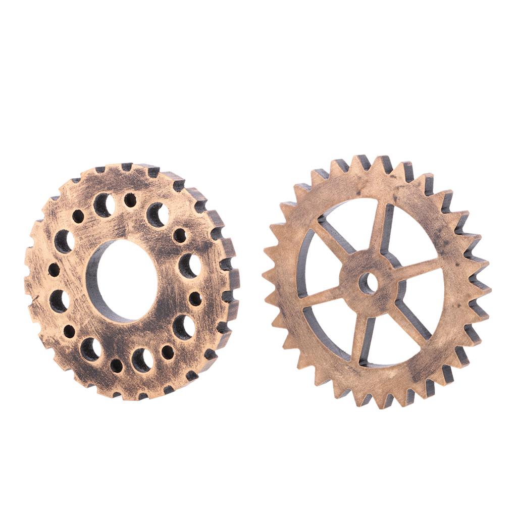 2Pcs Rustic Wooden Circle Gear Home Bar Wall Hanging Art Craft Ornament #1