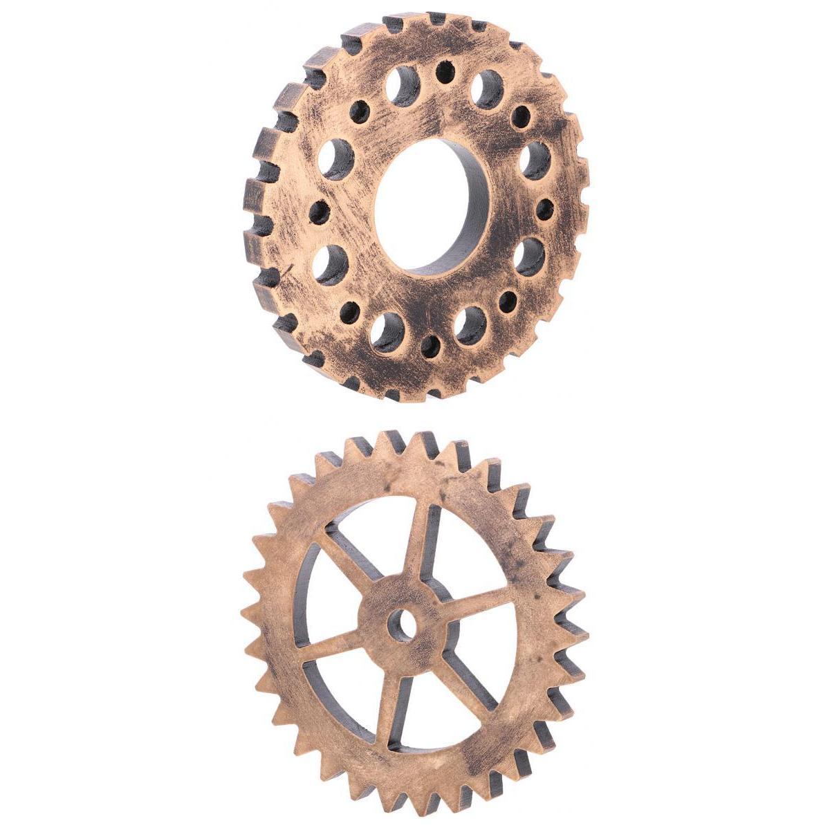 2Pcs Rustic Wooden Circle Gear Home Bar Wall Hanging Art Craft Ornament #1