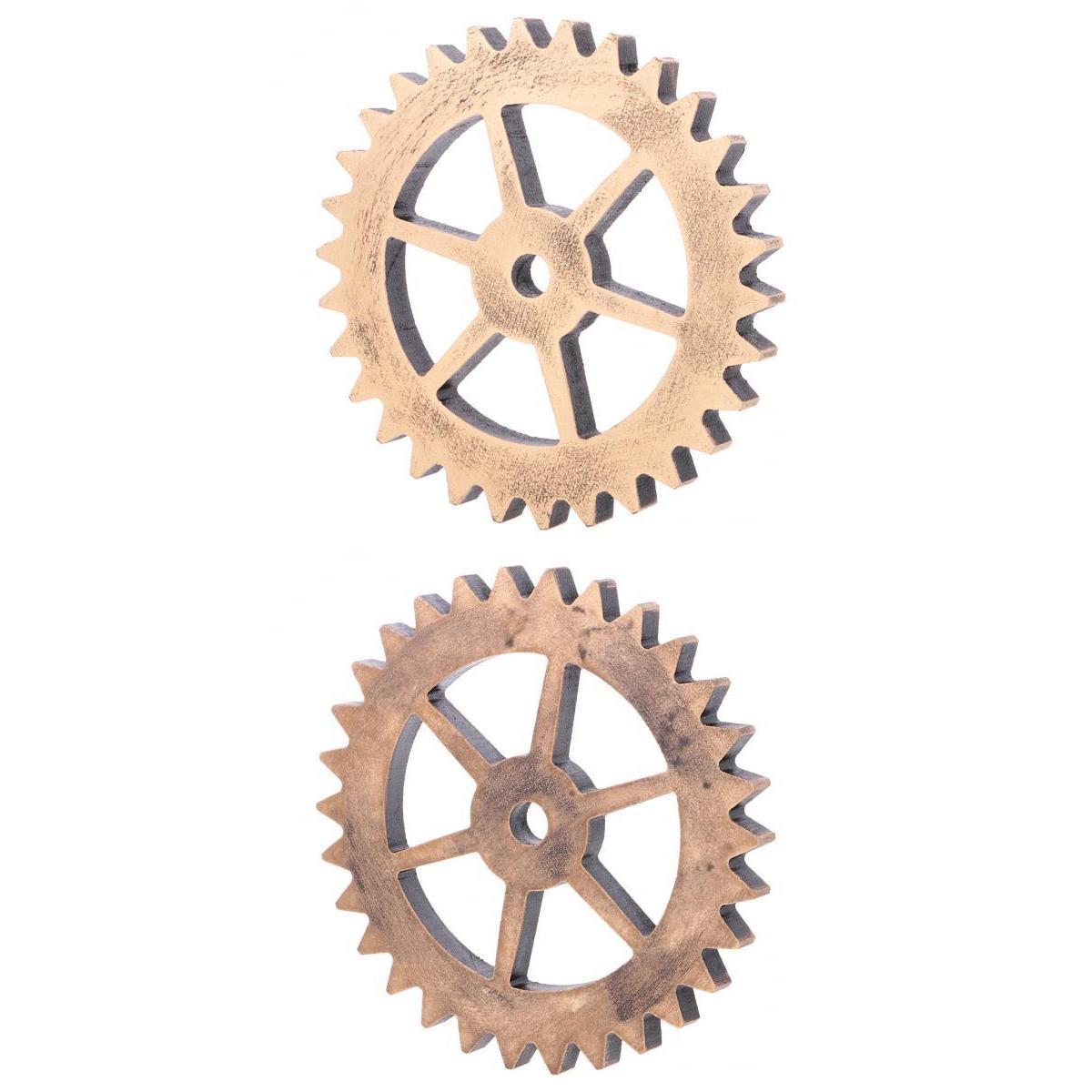 2Pcs Rustic Wooden Circle Gear Home Bar Wall Hanging Art Craft Ornament #3