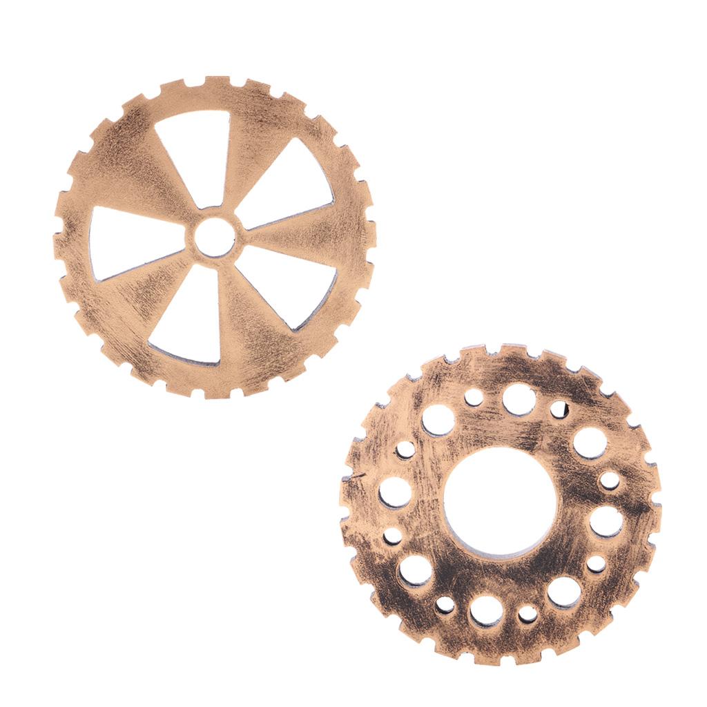 2Pcs Rustic Wooden Circle Gear Home Bar Wall Hanging Art Craft Ornament #4