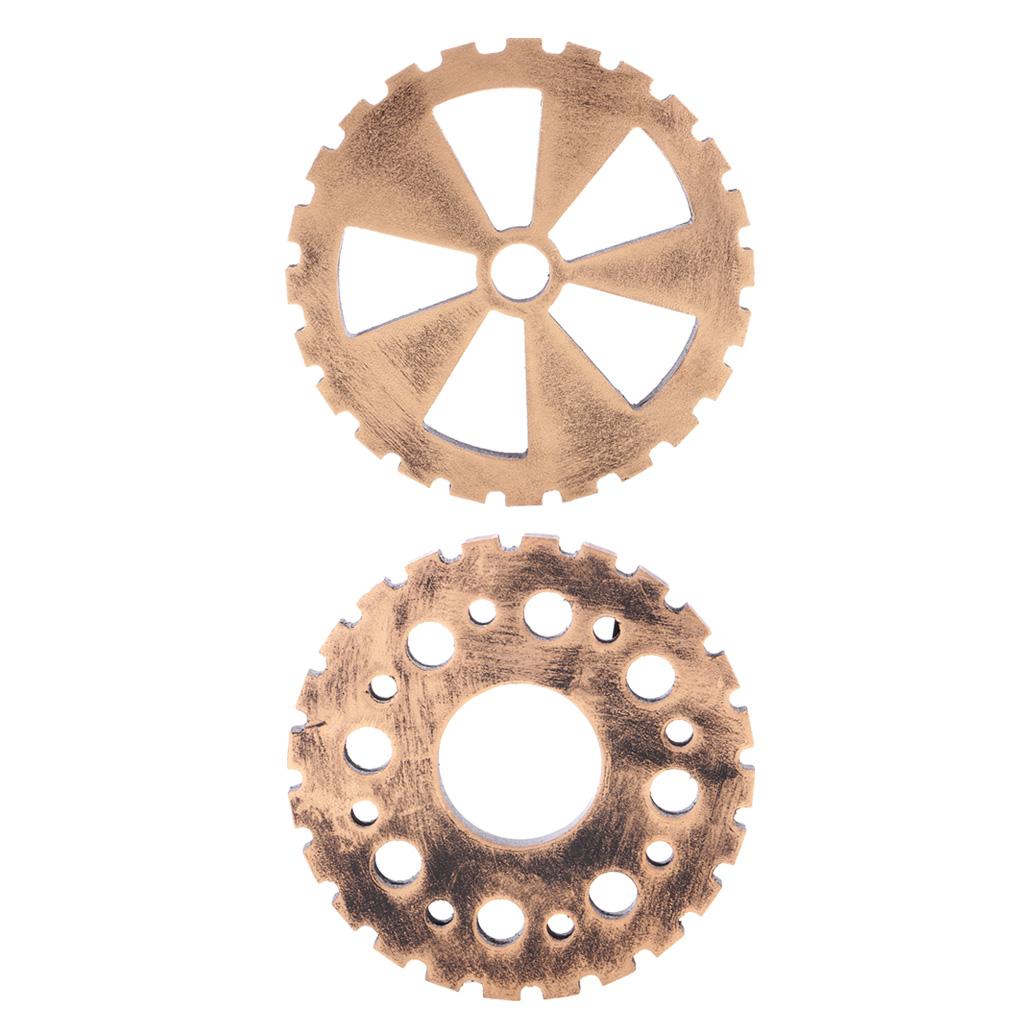 2Pcs Rustic Wooden Circle Gear Home Bar Wall Hanging Art Craft Ornament #4