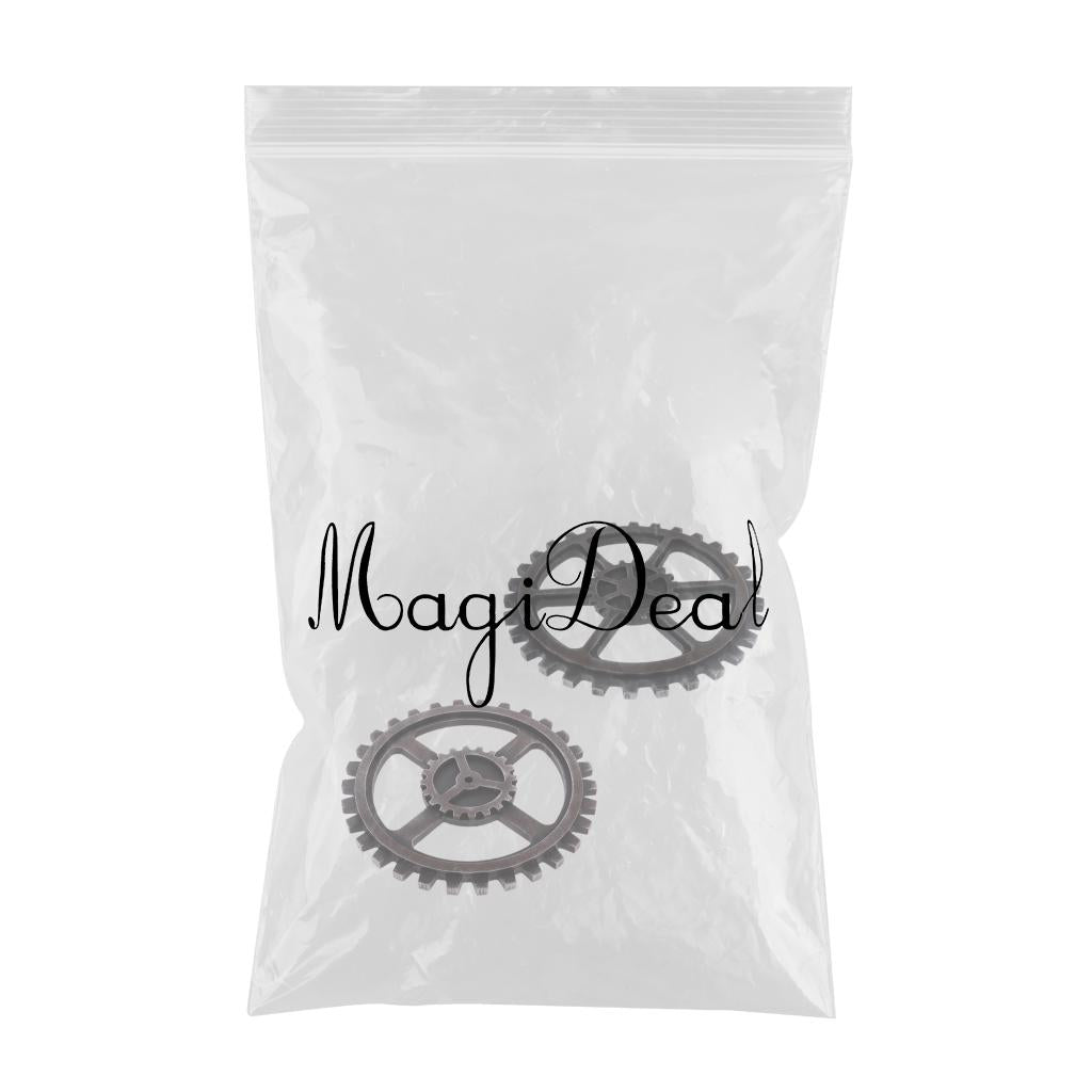 2x Rustic Wooden Circle Gear Home Bar Wall Hanging Art Craft Ornament Black
