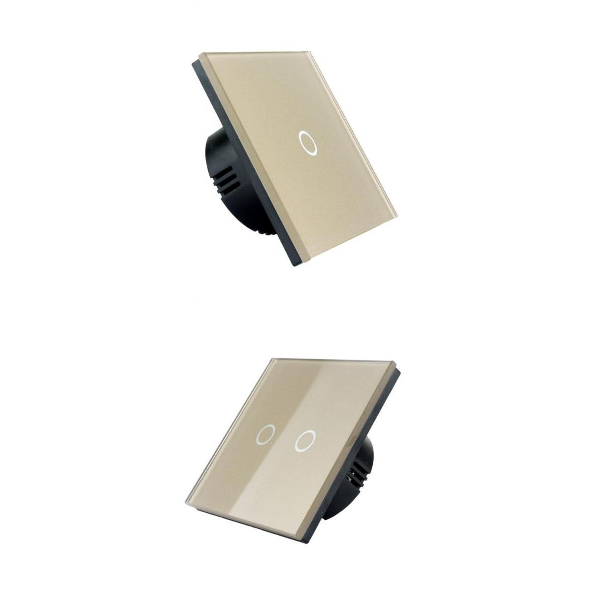 2x UK Standard LED Crystal Glass Panel Light EU UK Touch Screen Switch Gold