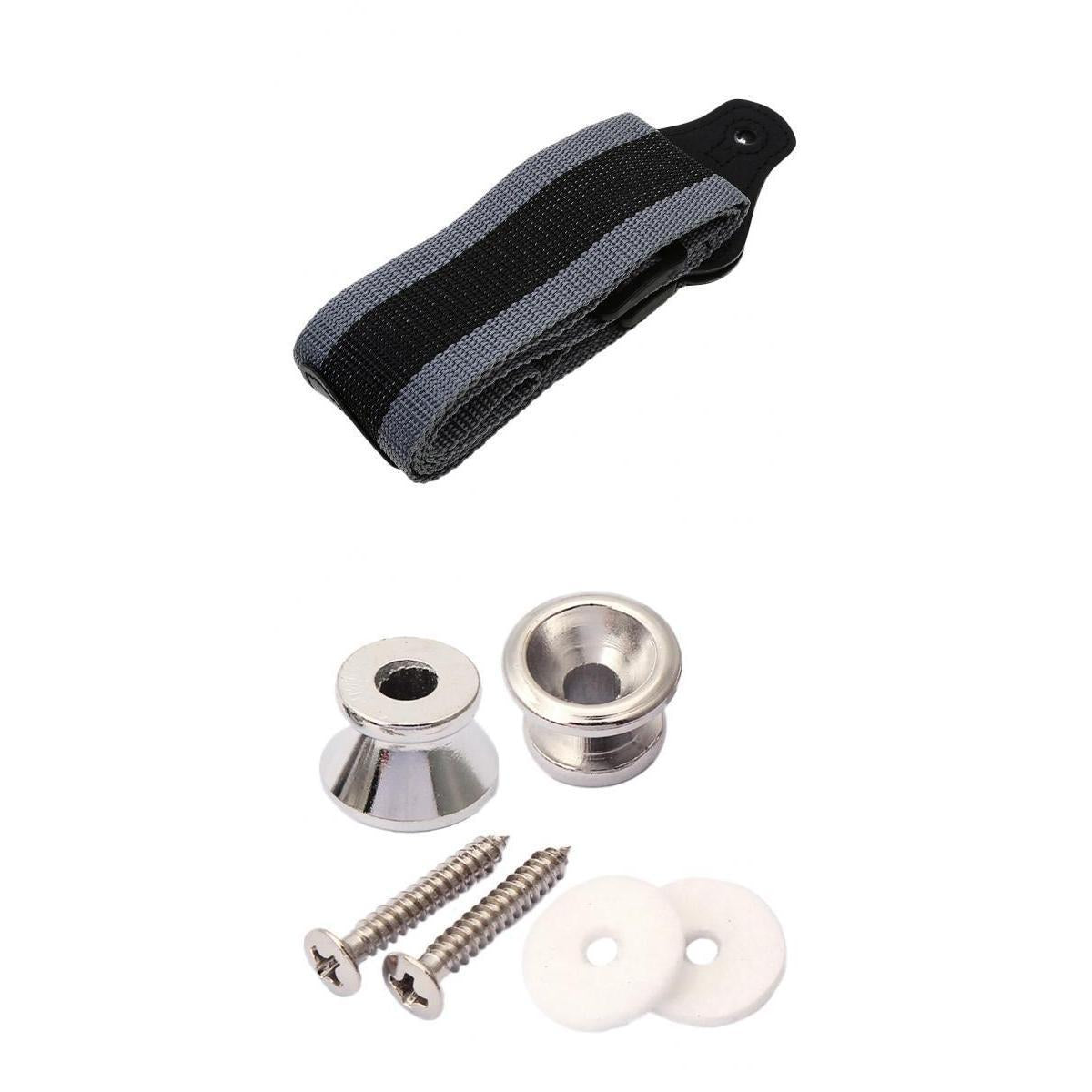 Acoustic Electric Guitar Strap with 3 Picks Holder&2pcs Strap Lock Button