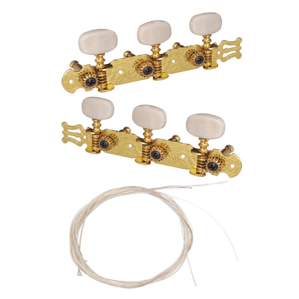 2pcs Guitar Tuning Pegs with 6pcs Nylon Guitar Strings for Acoustic Guitar