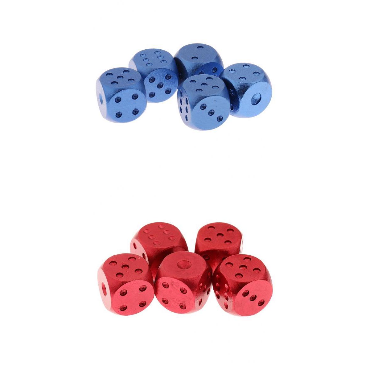 Aluminum Alloy Round Corner Metal Dot Dice Dies for D&D RPG Red & Blue