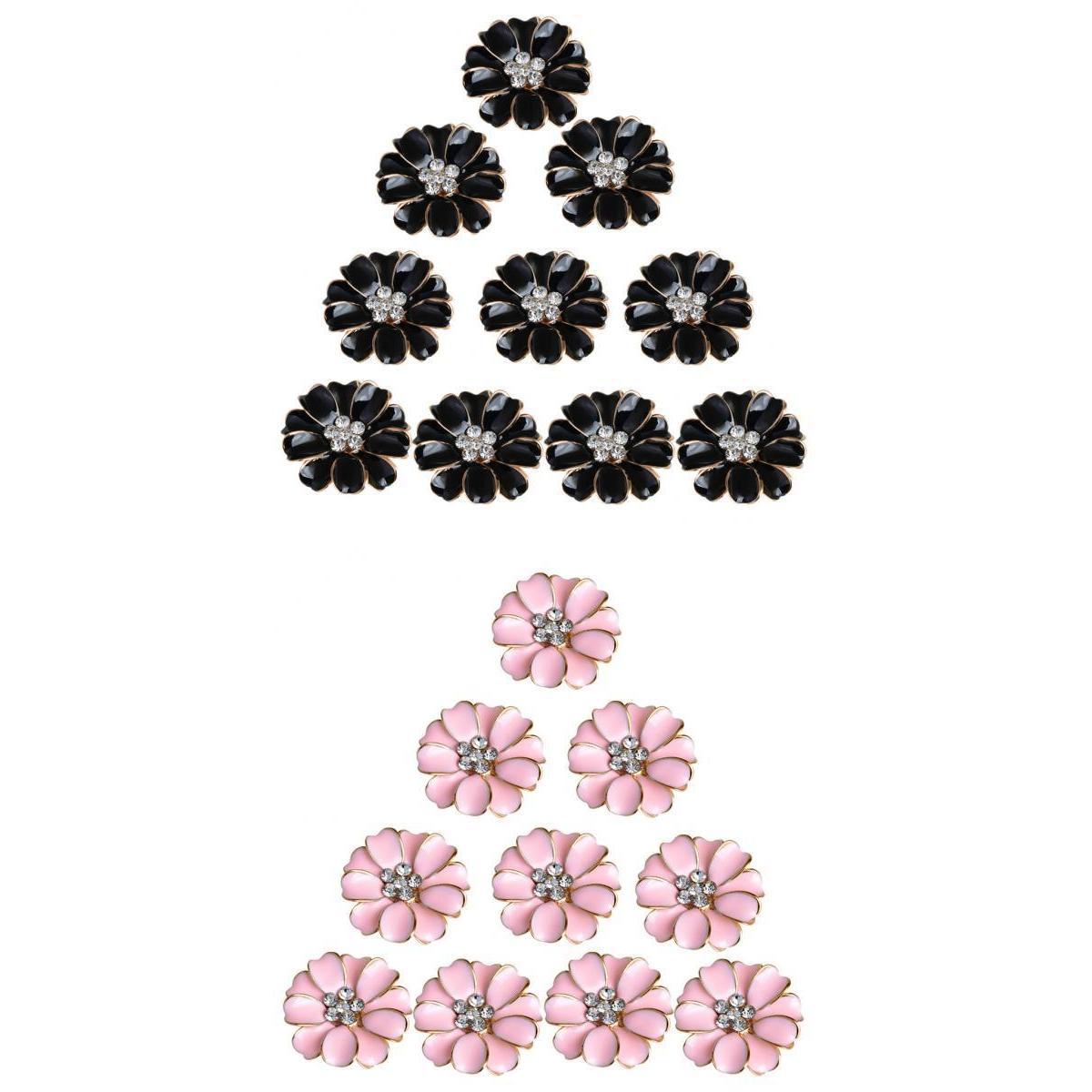 20 Pieces Enemal Metal Flower Flatback Buttons Embellishments DIY Craft