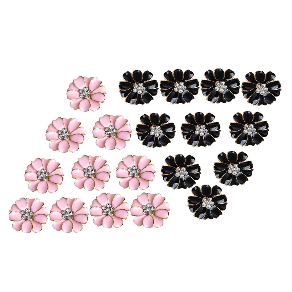 20 Pieces Enemal Metal Flower Flatback Buttons Embellishments DIY Craft