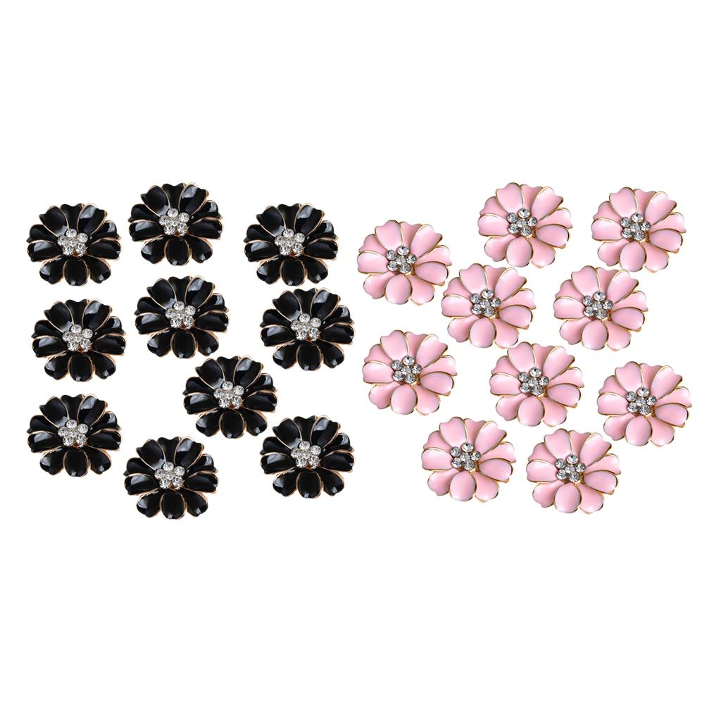 20 Pieces Enemal Metal Flower Flatback Buttons Embellishments DIY Craft