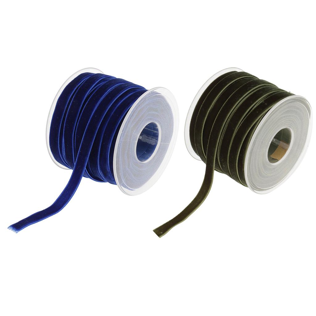 2x20 Yard of Colors 10mm Wide Velvet Ribbon Roll Sewing Trims DIY Crafts