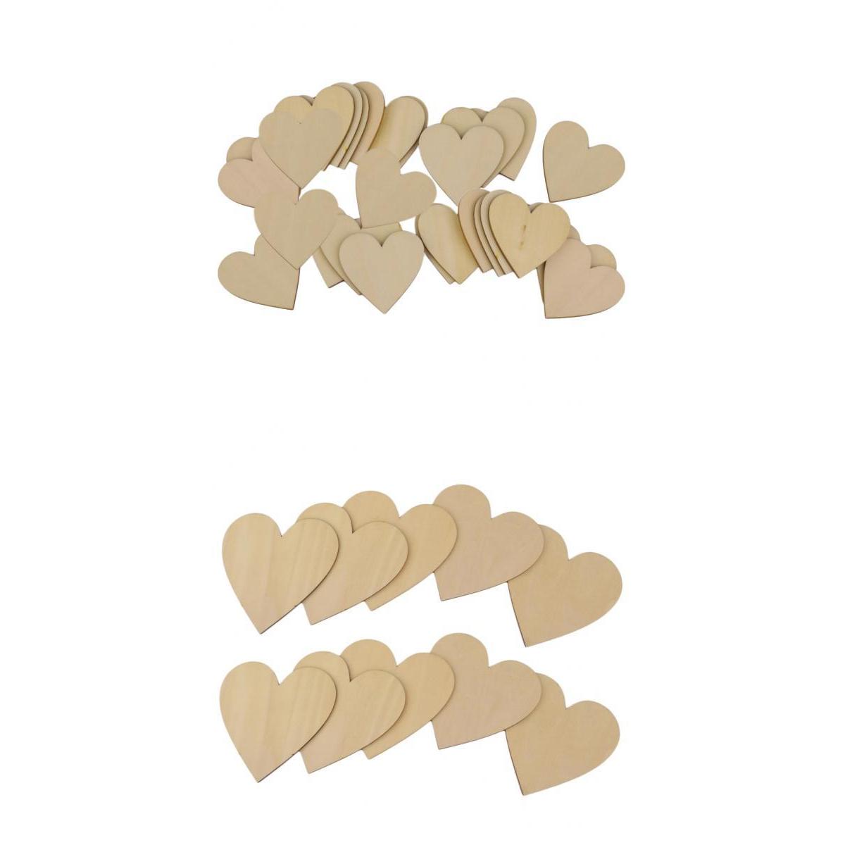 35 Pieces Mixed Unfinished Wood Wooden Love Heart Shapes for Art DIY Craft
