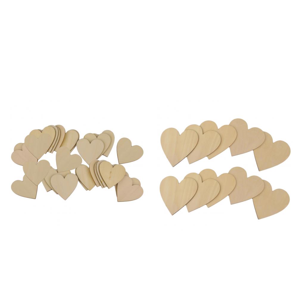 35 Pieces Mixed Unfinished Wood Wooden Love Heart Shapes for Art DIY Craft
