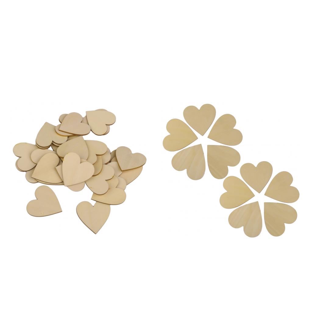 35 Pieces Mixed Unfinished Wood Wooden Love Heart Shapes for Art DIY Craft