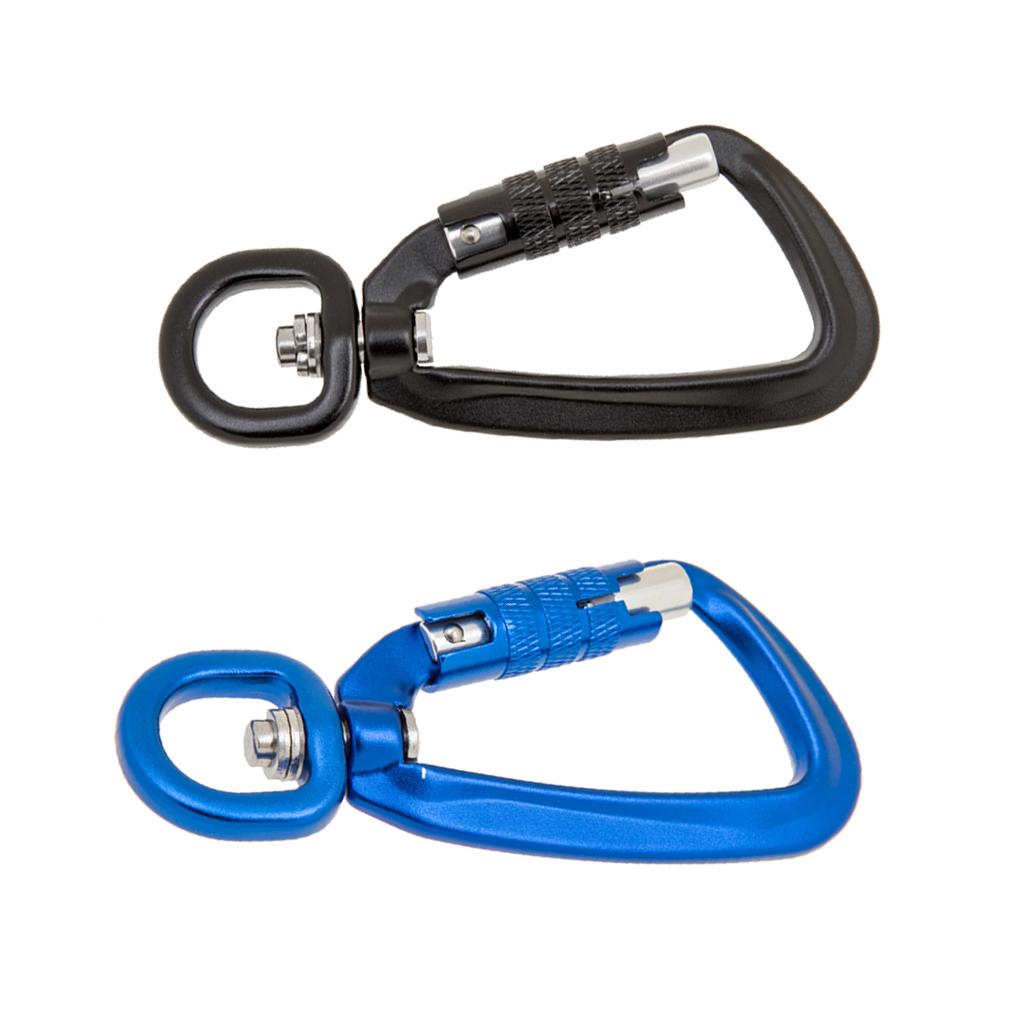 2pcs 500KG Auto Locking Carabiner Rotating Ring Outdoor Keychain Hook