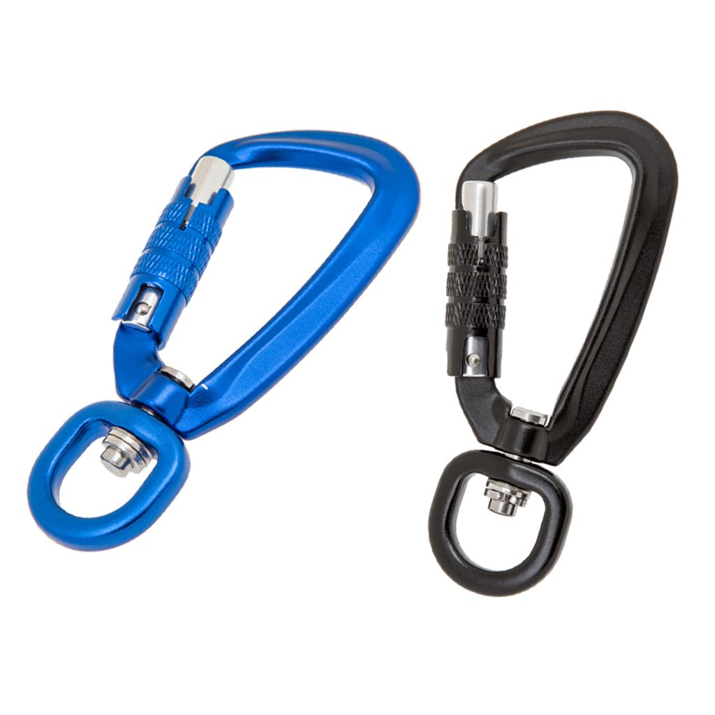 2pcs 500KG Auto Locking Carabiner Rotating Ring Outdoor Keychain Hook