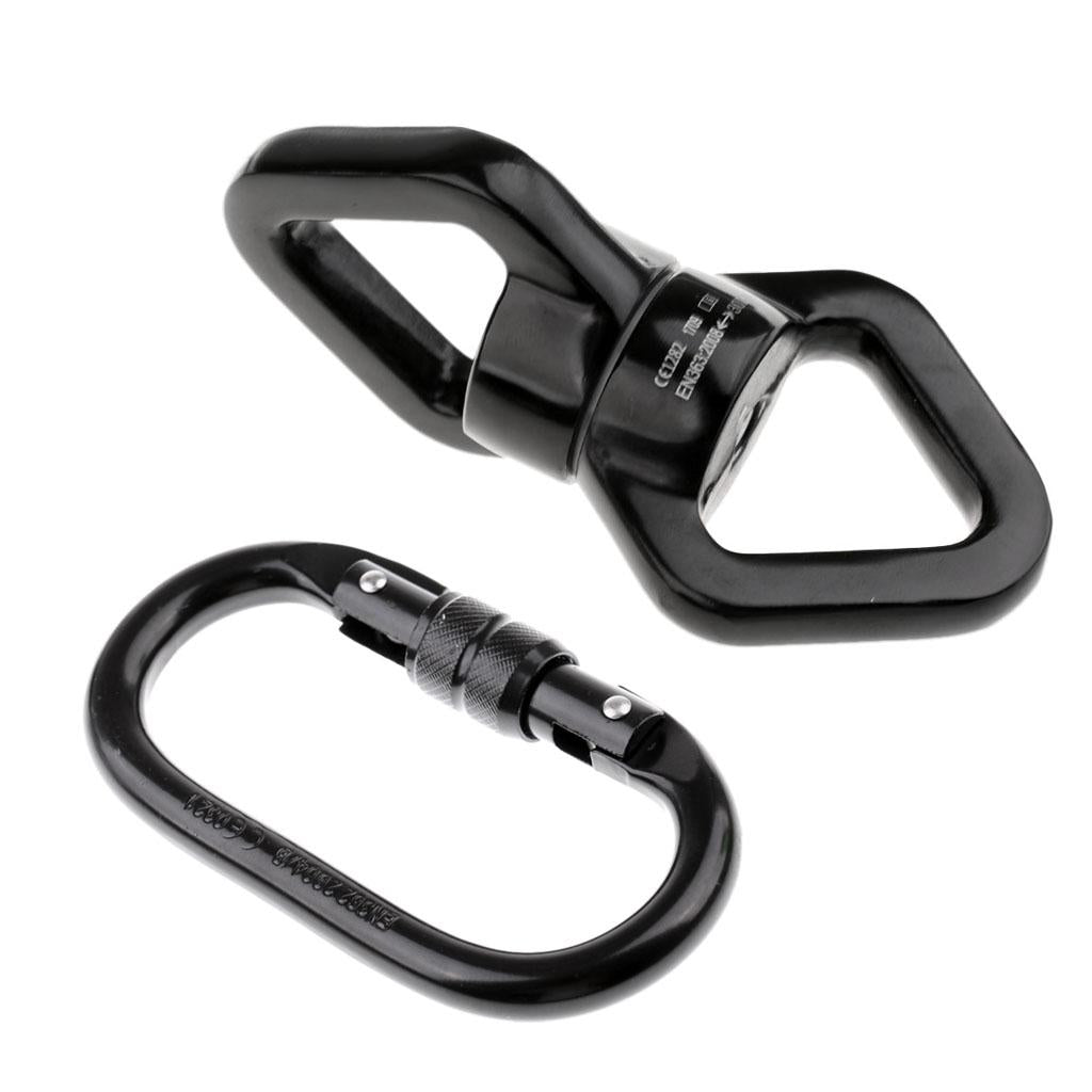 25KN Climbing Screw Lock Carabiner for Rappelling + Swivel Rope Connector