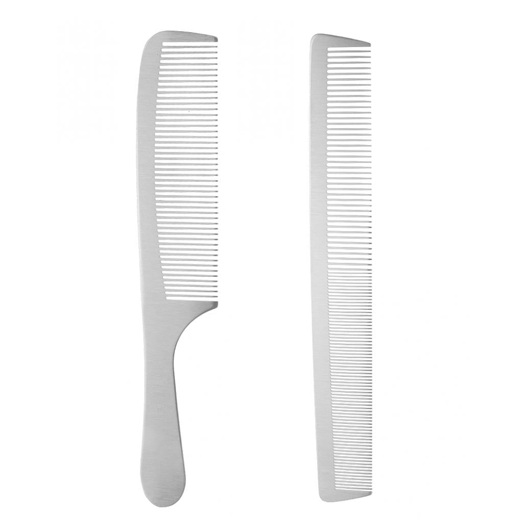 2x Stainless Steel Salon Barber Hairstyling Hairdress Cutting Comb Hairbrush