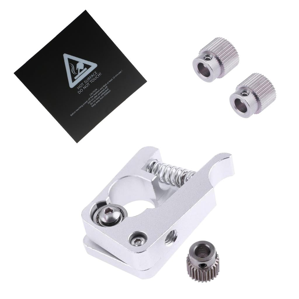 3D Printer Extruder Right Kit+Extruder Drive Gear+Heated Bed Plate Sheet