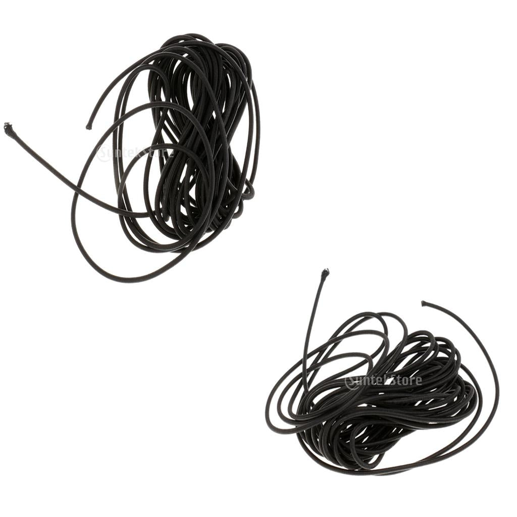 2pcs Black Elastic Bungee Rope Shock Cord Tie down 5m Length 3mm Thickness
