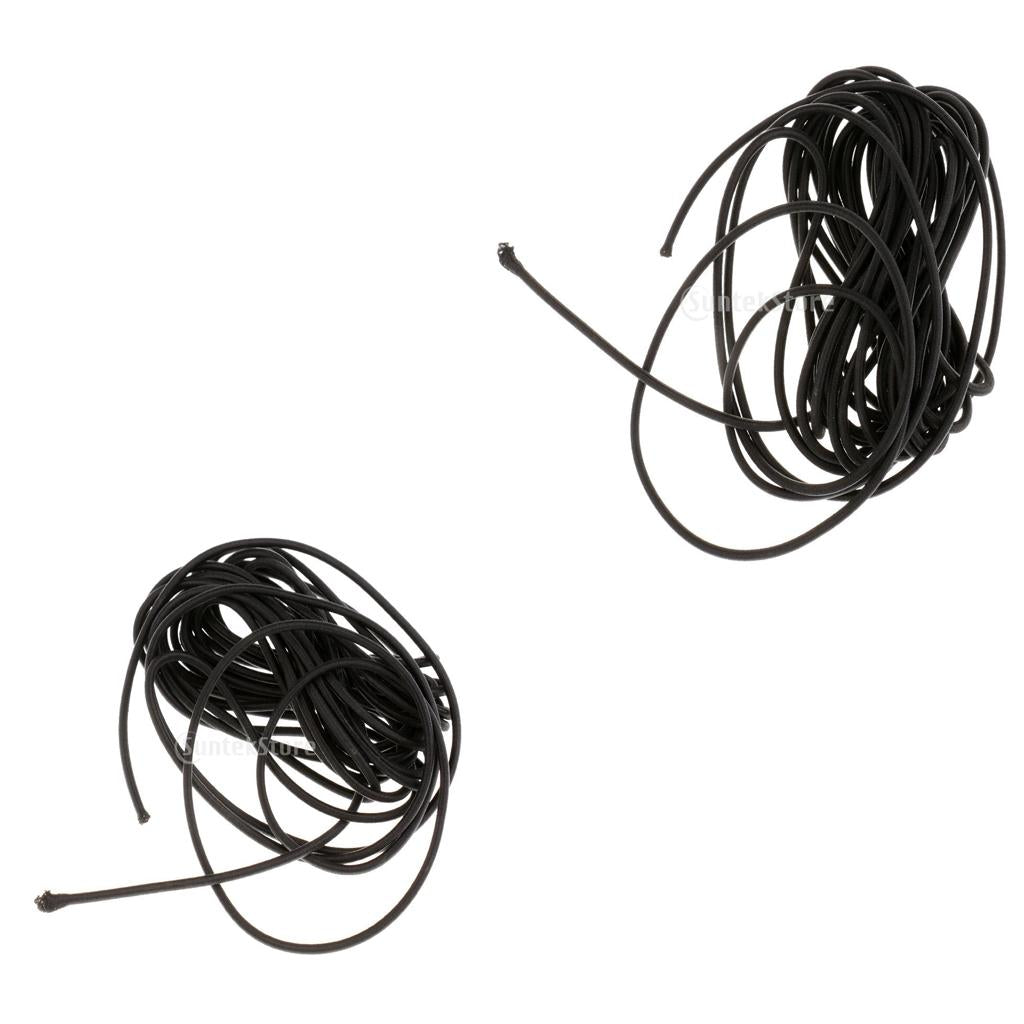 2pcs Black Elastic Bungee Rope Shock Cord Tie down 5m Length 3mm Thickness