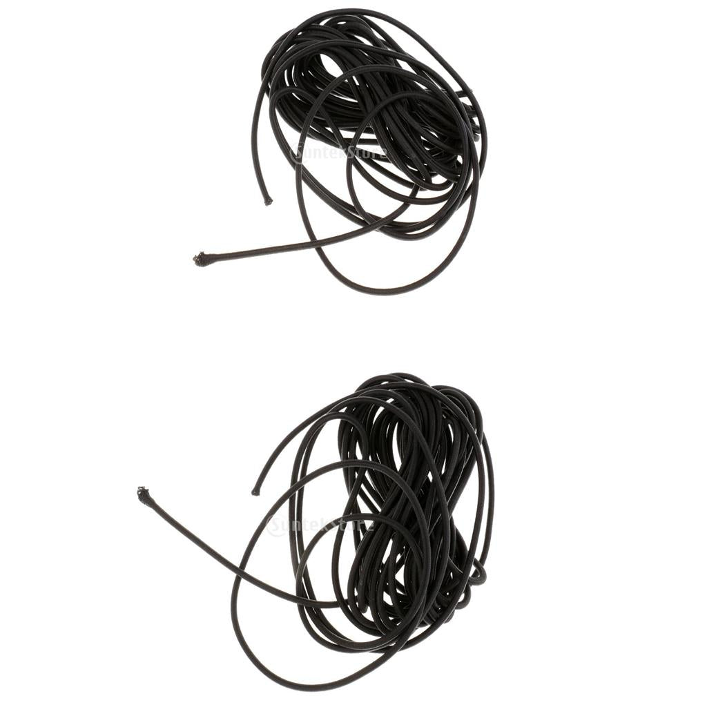 2pcs Black Elastic Bungee Rope Shock Cord Tie down 5m Length 3mm Thickness