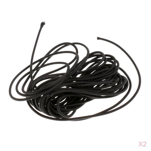 2pcs Black Elastic Bungee Rope Shock Cord Tie down 5m Length 3mm Thickness