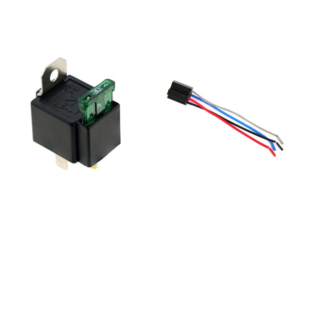 Automotive 12V 4Pin Normally Open 30A Fused Relay for 4 Wire Harness Socket