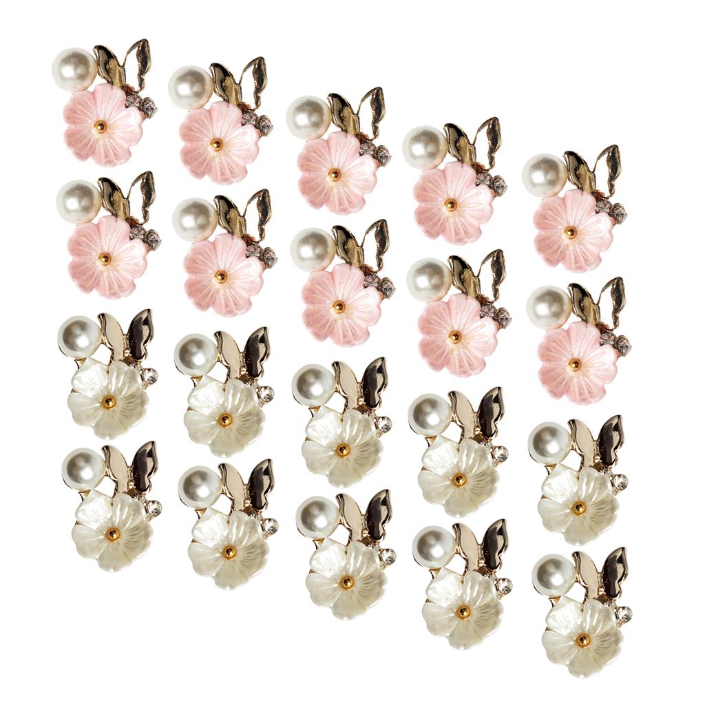 20 Pieces Flatback Pearl Flower DIY Scrapbooking Embellishment Craft