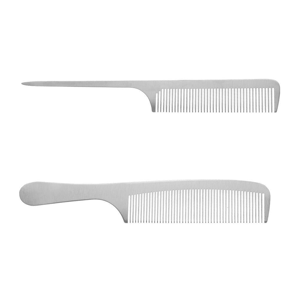 2Piece Stainless Steel Salon Hairstyling Hairdressing Cutting Comb Hairbrush