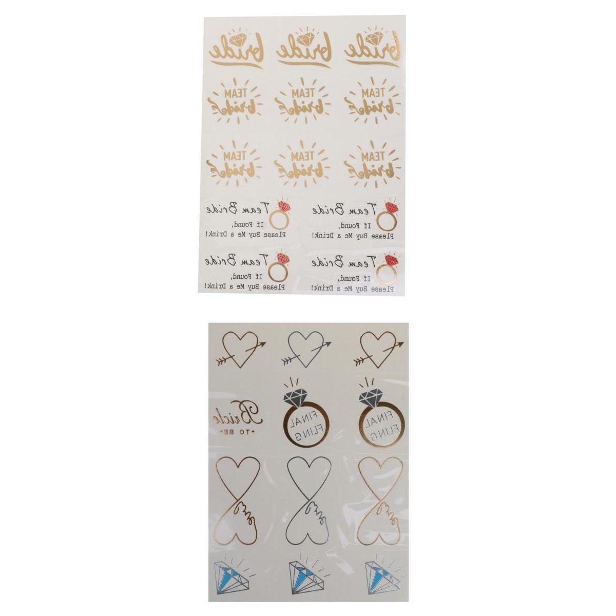 2 Sheets Bachelor Party Waterproof Temporary Flash Tattoo Stickers Diamond