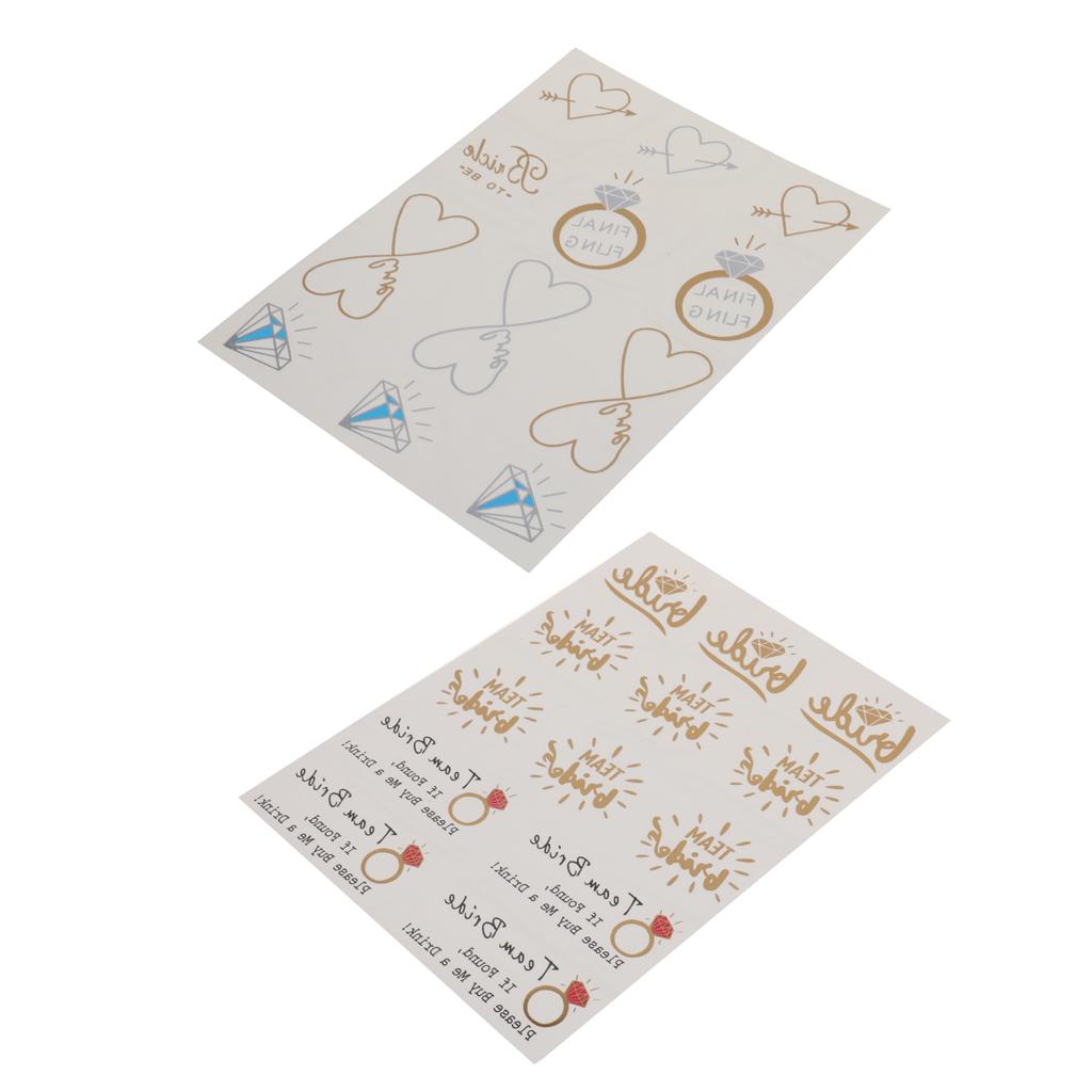 2 Sheets Bachelor Party Waterproof Temporary Flash Tattoo Stickers Diamond