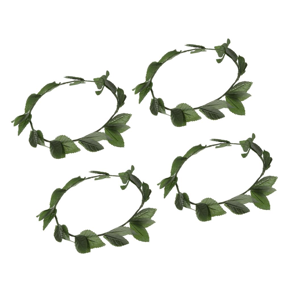 4 Pieces Green Leaf Roman Greek Goddess Laurel Wreath Fancy Dress Headbands