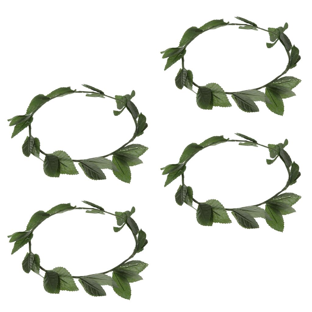 4 Pieces Green Leaf Roman Greek Goddess Laurel Wreath Fancy Dress Headbands
