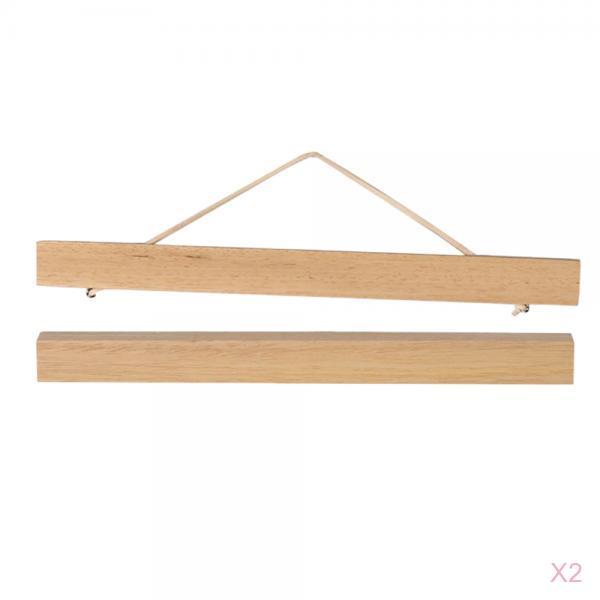 2 Pairs Magnet Wooden Picture Frame DIY Photo Poster Painting Hanger 30cm