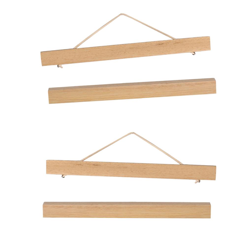 2 Pairs Magnet Wooden Picture Frame DIY Photo Poster Painting Hanger 30cm